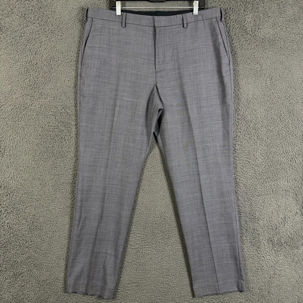 J Crew Dress Pants Mens 38x32 Gray Bowery Slim Fit Four Season Wool Stretch